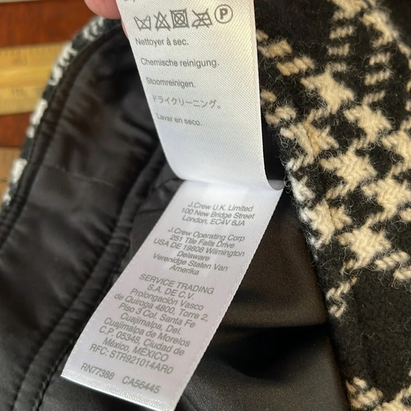 J.CREW FACTORY Houndstooth Plaid Wool Blend Mini Skirt Black White Preppy 4 - Picture 9 of 11